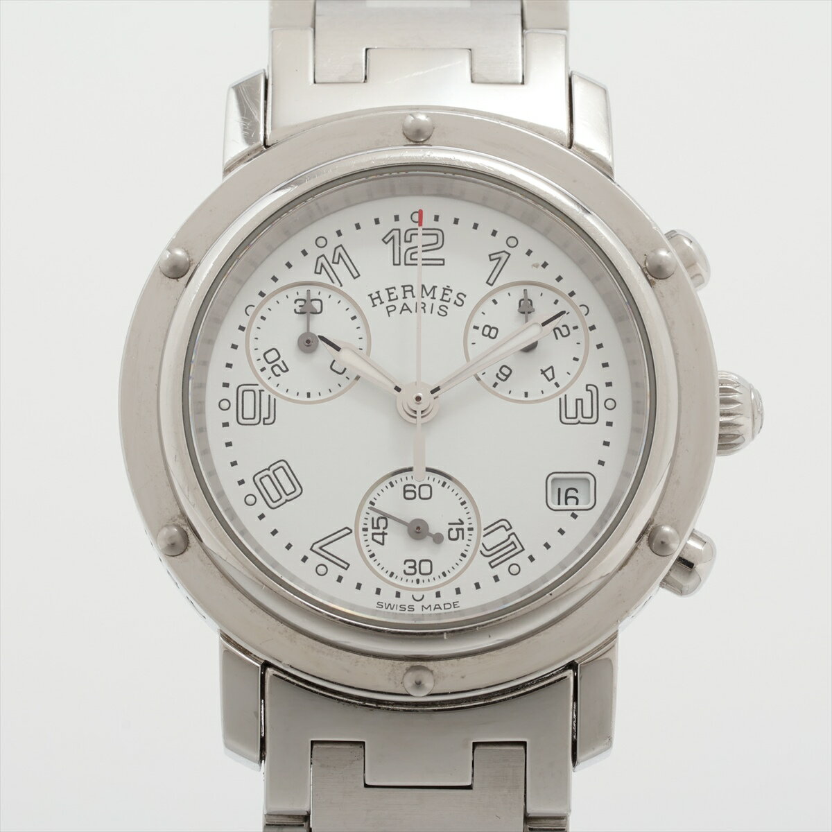 【中古】エルメス クリッパー クロノ CL1.310 SS SS QZ 白文字盤 あまりごま2