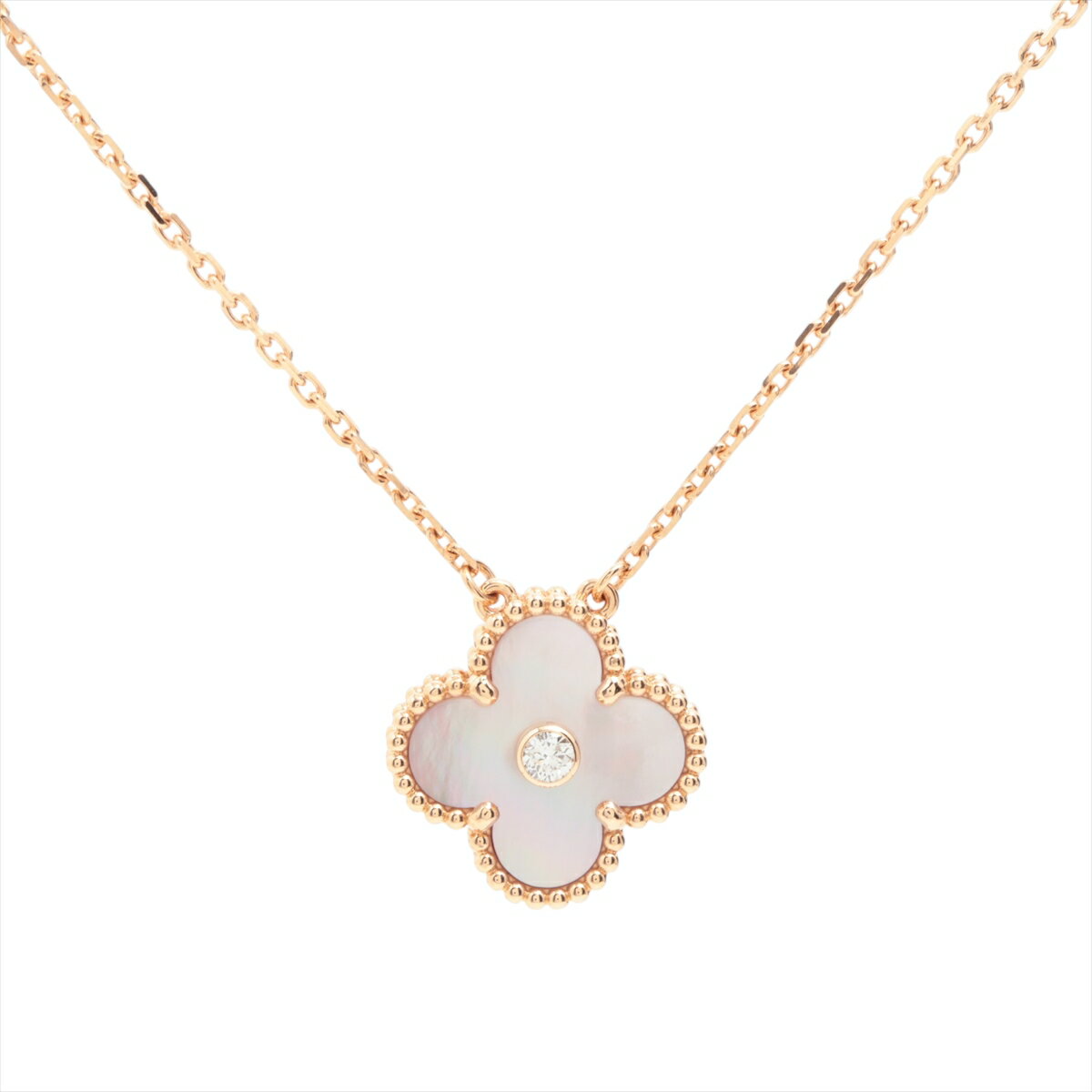 【中古】ヴァンクリーフ&アーペル ヴィンテージアルハンブラ ピンクシェル ダイヤ ネックレス 750(PG) 6.1g VCARPM0P00 2025年ホリデー限定のサムネイル