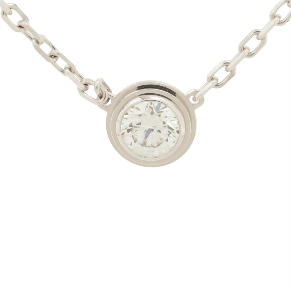 【中古】カルティエ ダムール LM ダイヤ ネックレス 750(WG) 3.1g