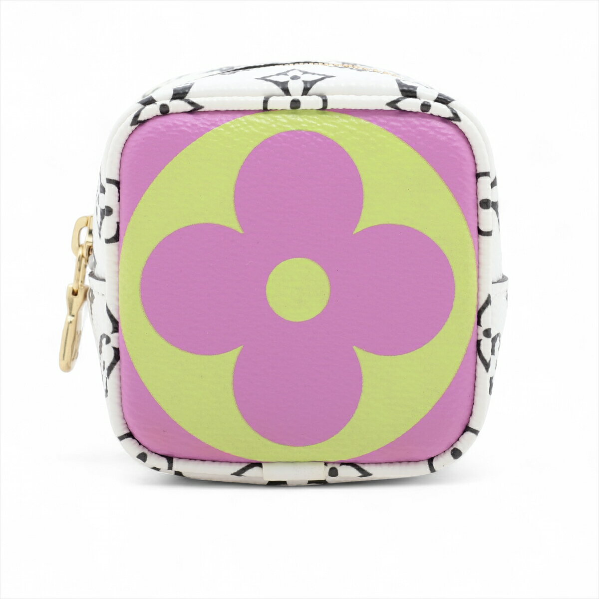 【中古】ヴィトン モノグラムジャイアント ポルトモネ キューブ M67669 ホワイト ポーチ