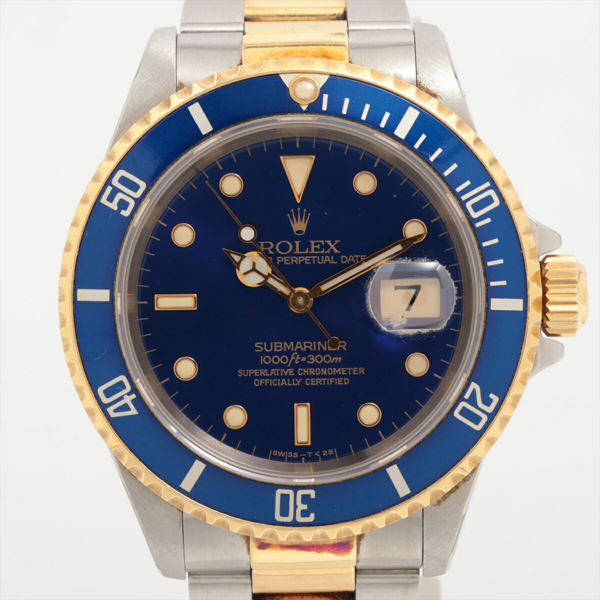 【中古】ロレックス サブマリーナーデイト 16613 SS×YG SS×YG AT 青文字盤 あまり...