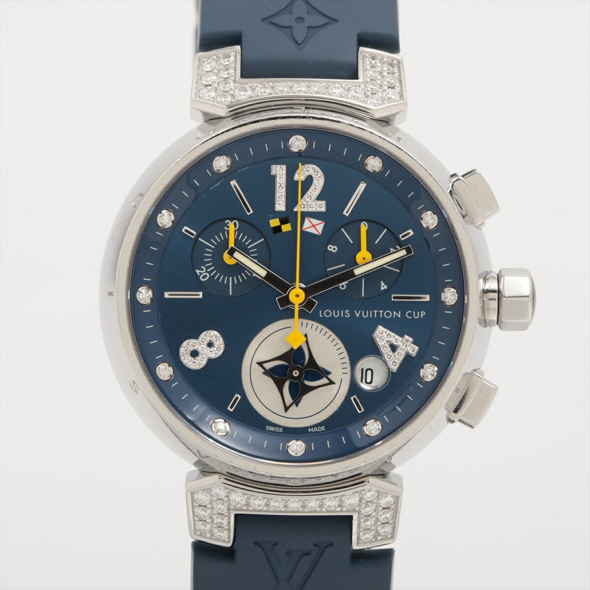 【中古】ヴィトン タンブール ラブリーカップ Q132A SS SS×ラバー QZ 青文字盤