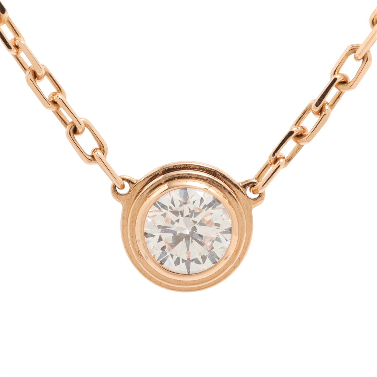 【中古】カルティエ ダムール LM ダイヤ ネックレス 750(PG) 2.9g CRB7215600