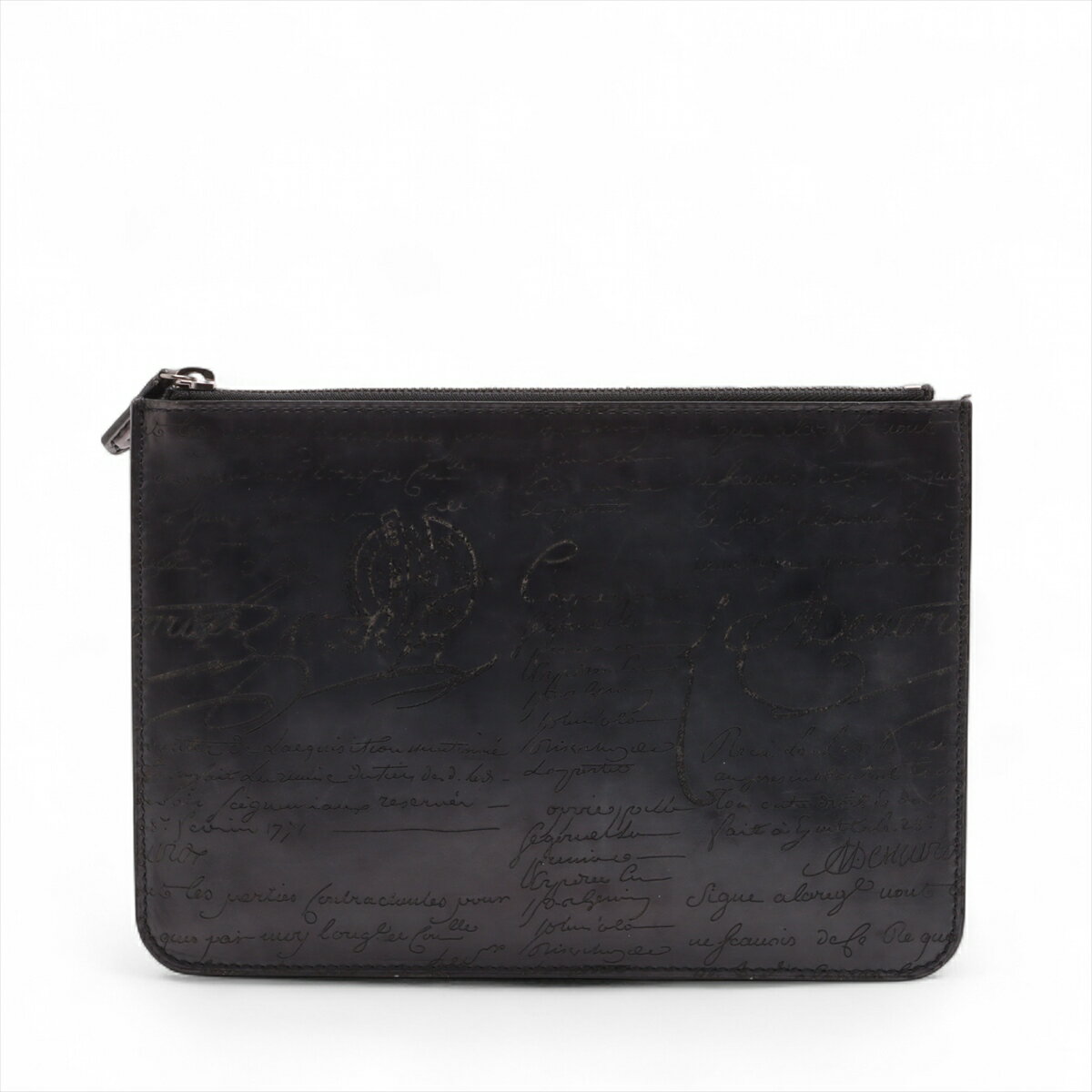 【中古】ベルルッティ カリグラフィ レザー クラッチバッグ ブラック