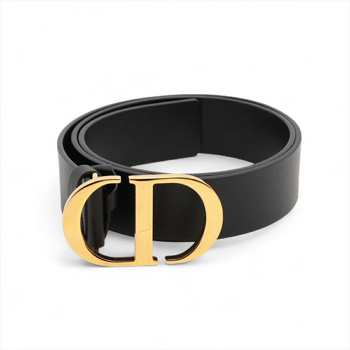 【中古】ディオール 30 MONTAIGNE 30モンテーニュ ベルト 80 レザー ブラック