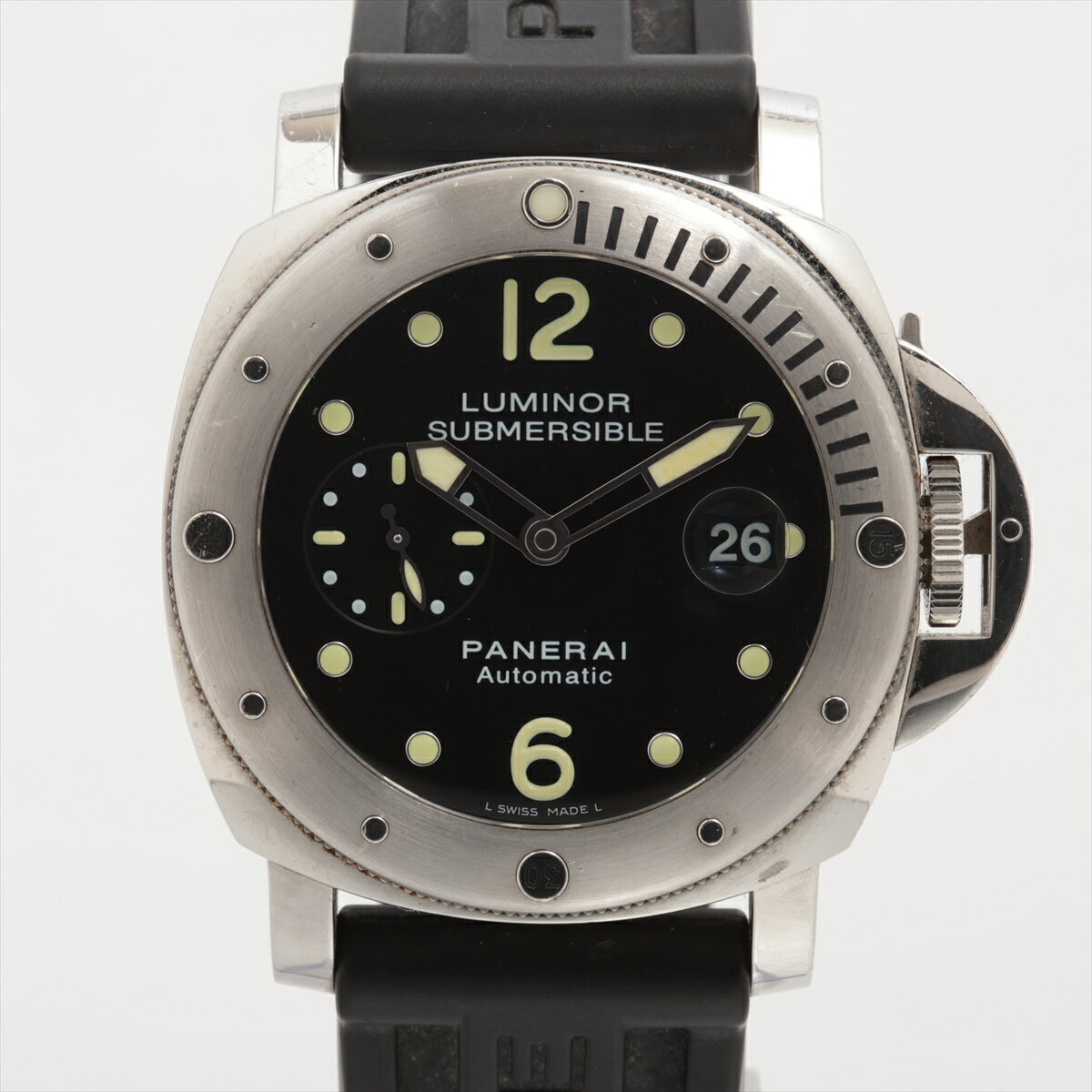 【中古】パネライ ルミノール サブマーシブル PAM00024 SS SS×ラバー AT 黒文字盤