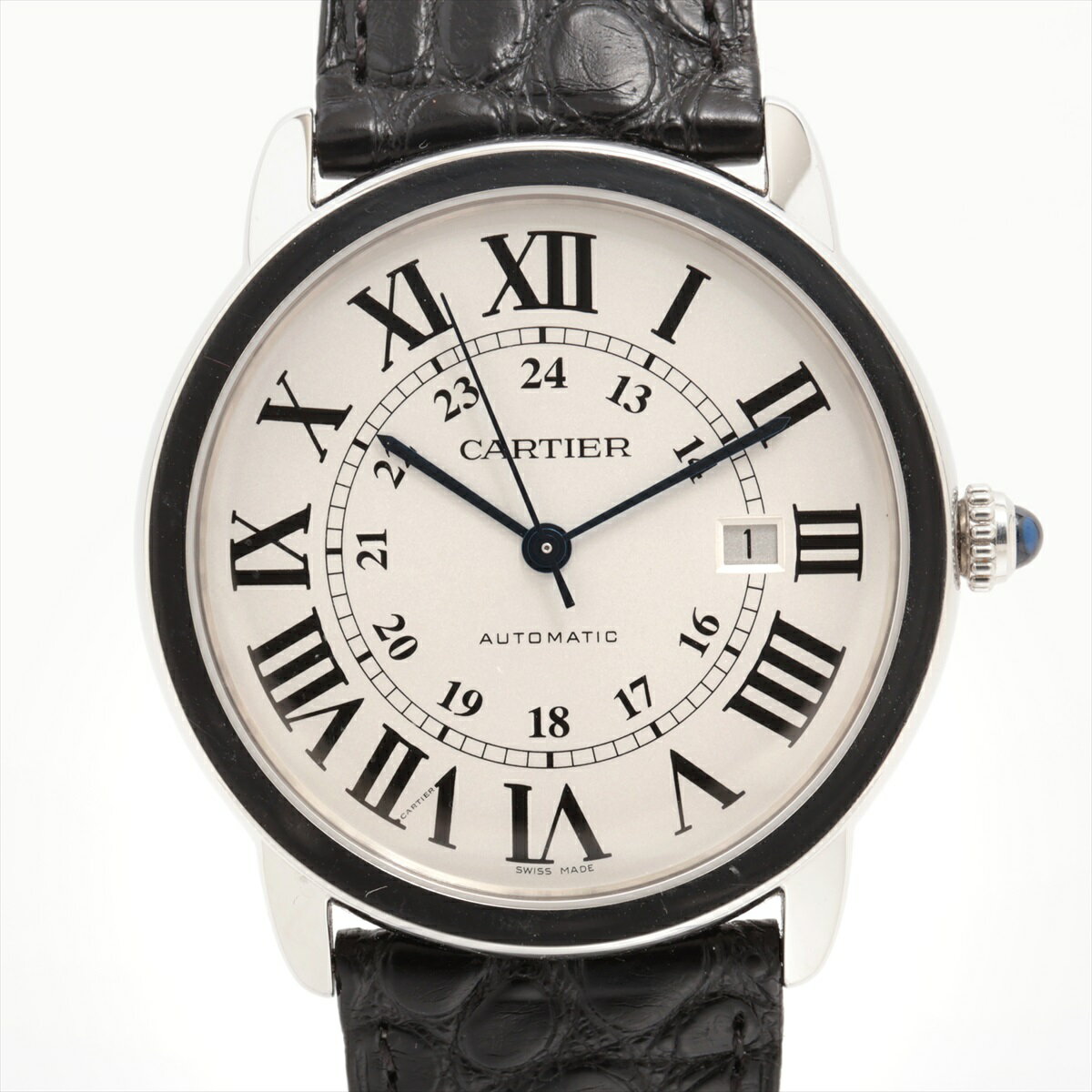 【中古】カルティエ ロンドソロ W6701010 SS SS×革 AT シルバー文字盤 枕社外
