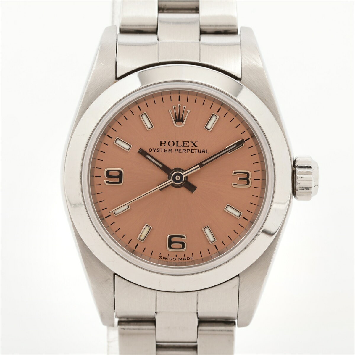 【中古】ロレックス オイスターパーペチュアル24 76080 SS SS AT ピンク文字盤 あまりごま1
