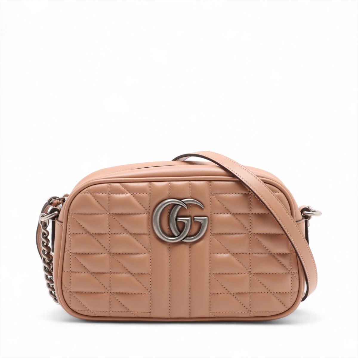 GUCCI - 【中古】グッチ GGマーモント レザー チェーンショルダーバッグ ベージュ 447632