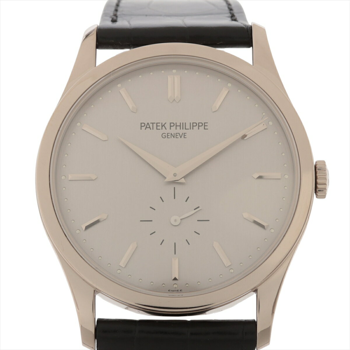 【中古】パテックフィリップ カラトラバ 5196G-001 WG WG×革 手巻き シルバー文字盤