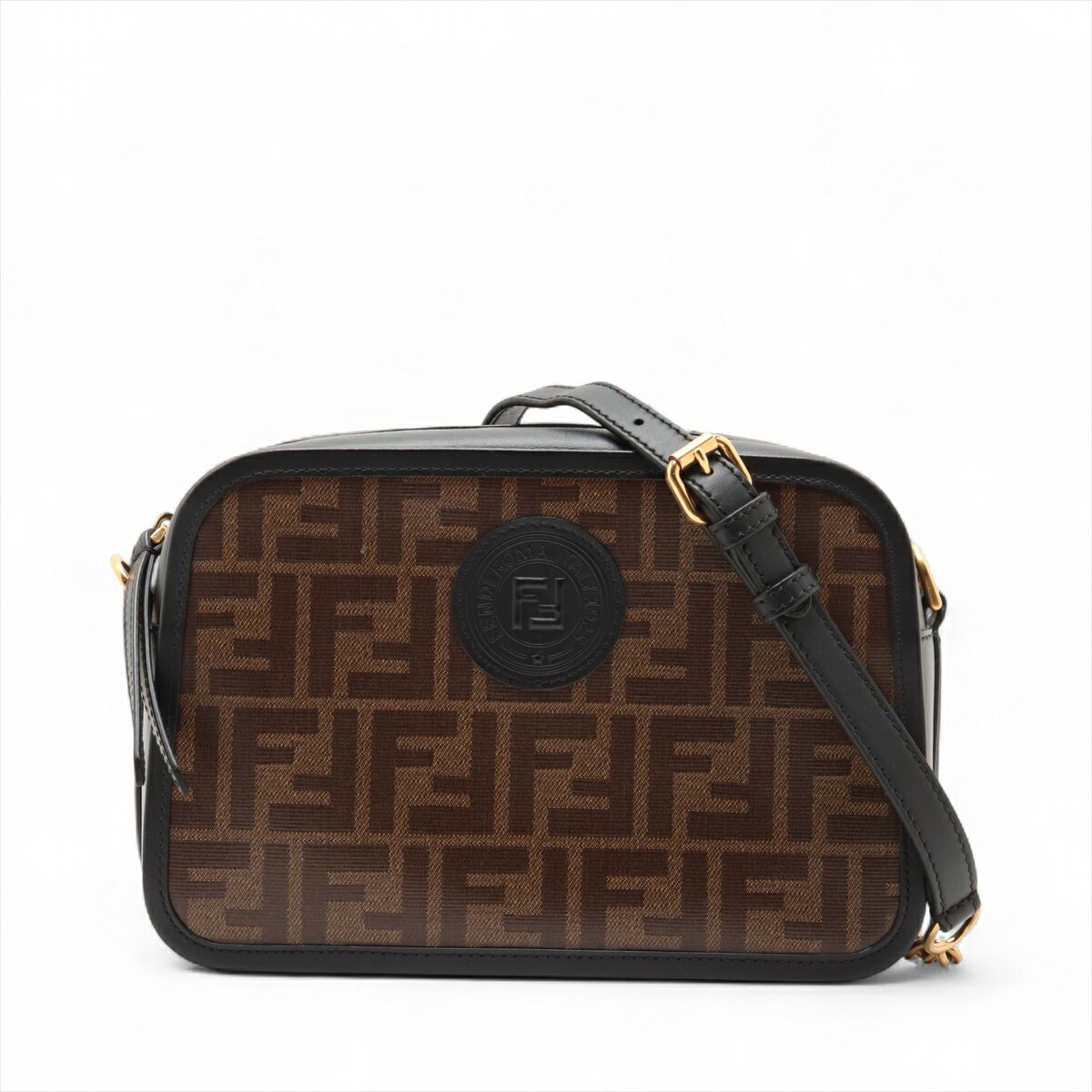 【中古】フェンディ ズッカ キャム PVCxレザー ショルダーバッグ ブラウンxブラック 8BT287