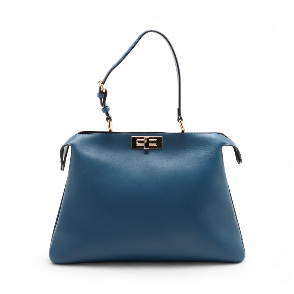 FENDI - 【中古】フェンディ ピーカブー ソフト ラージ レザー ハンドバッグ ブルー 8BN358
