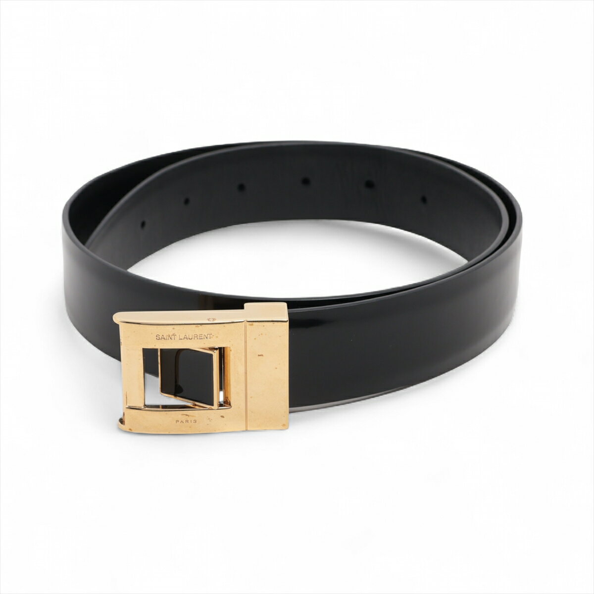 【中古】サンローランパリ ABR763579 ベルト 75 パテントレザー ブラック