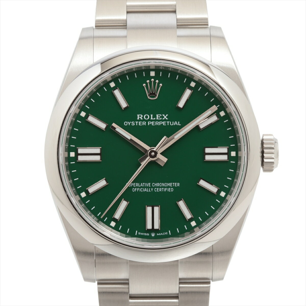 【中古】ロレックス オイスターパーペチュアル41 134300 SS SS AT グリーン文字盤(2.0)