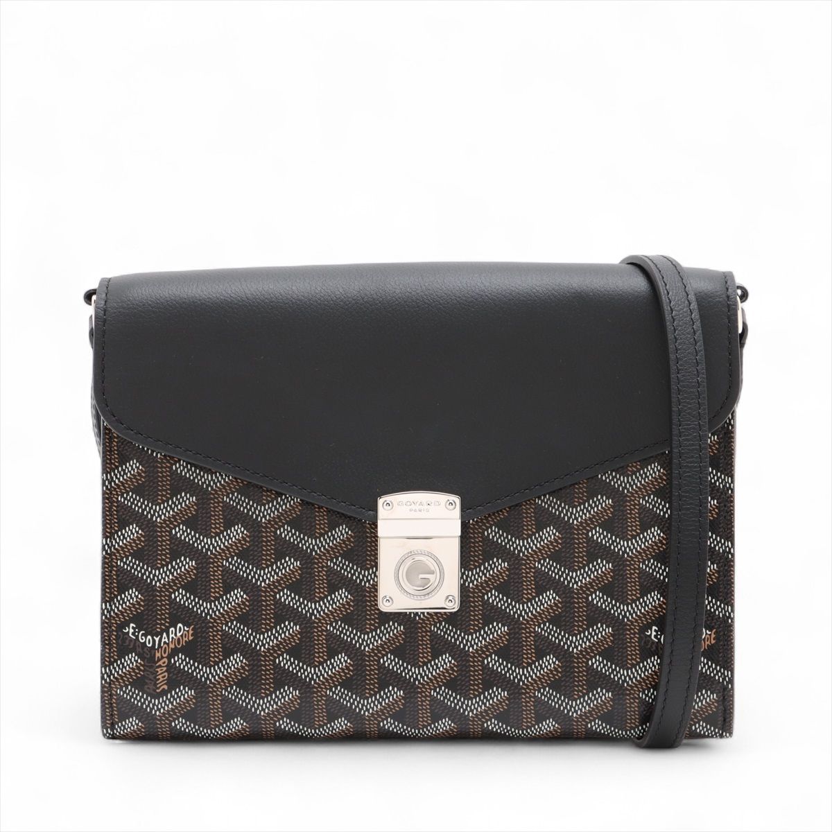 GOYARD - 【中古】ゴヤール シープル PVCxレザー ショルダーバッグ ブラック