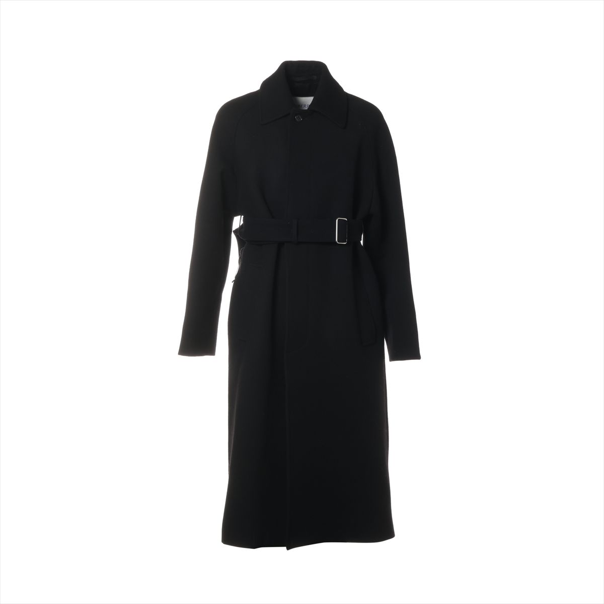 【中古】バーバリー ウール コート 44 メンズ ブラック 8077901 ベルト有