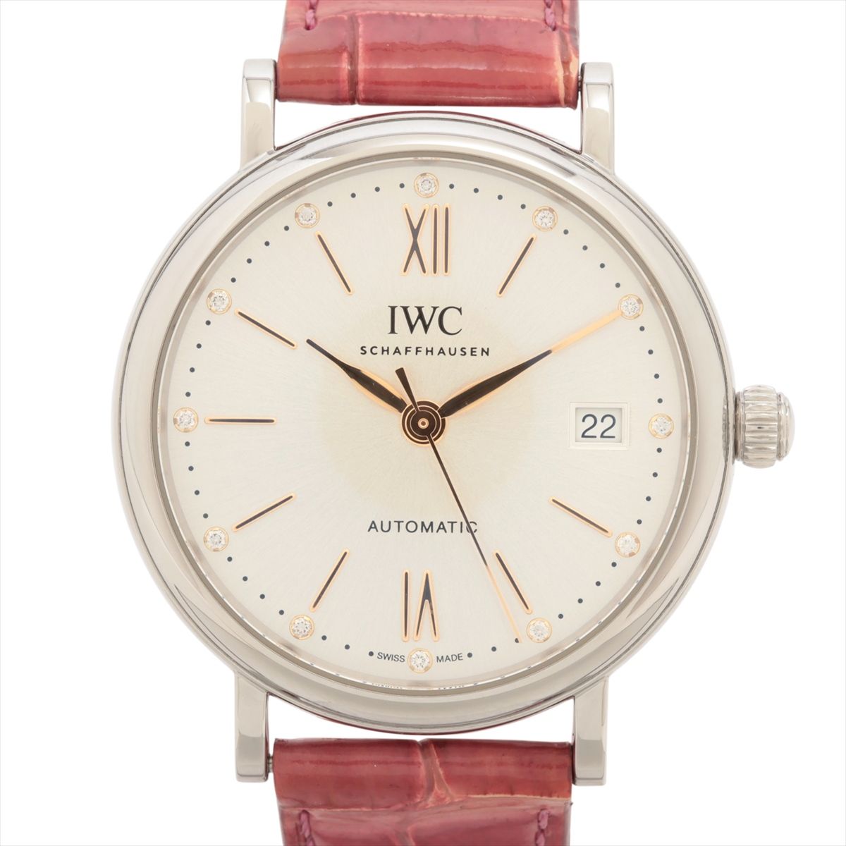 【中古】IWC ポートフィノ オートマティック 37 IW458601 SS SS×革 AT シルバー文字盤
