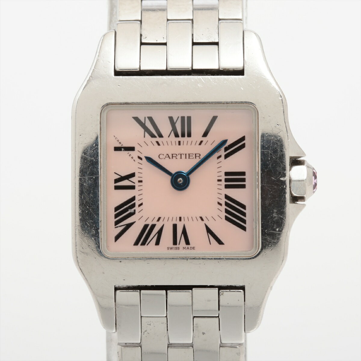 【中古】カルティエ ミニサントス ドゥ モワゼル W25075Z5 SS SS QZ ピンクシェル文 ...