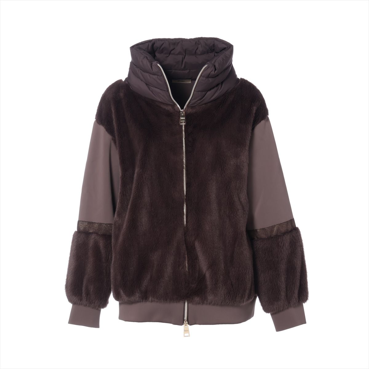 乐天商城 - 【中古】ヘルノ ナイロン×ポリウレタン ダウンジャケット 44 レディース ブラウン JC0021D
