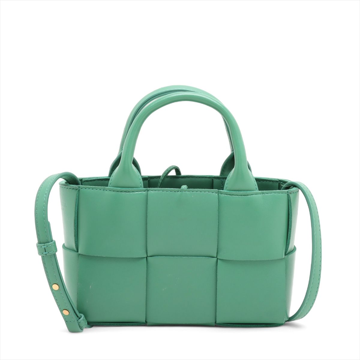 【中古】ボッテガヴェネタ マキシイントレチャート キャンディー アルコ トート レザー 2WAYハンドバッグ グリーン