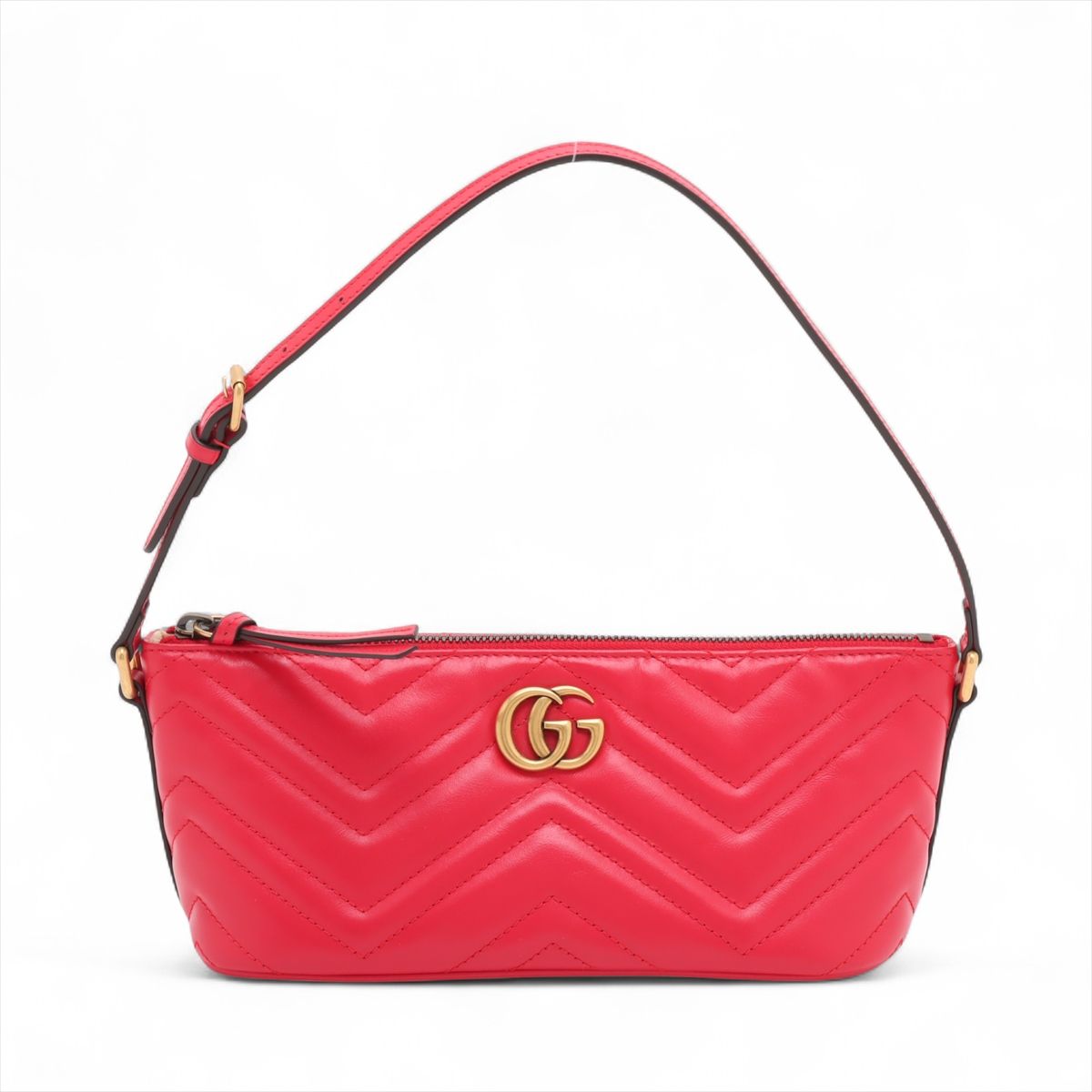 【中古】グッチ GGマーモント レザー ショルダーバッグ レッド 739166
