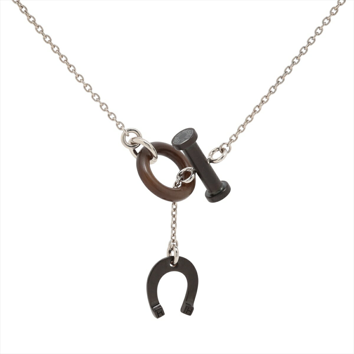 【中古】エルメス モビール エクストル ネックレス メタル×バッファローホーン シルバー