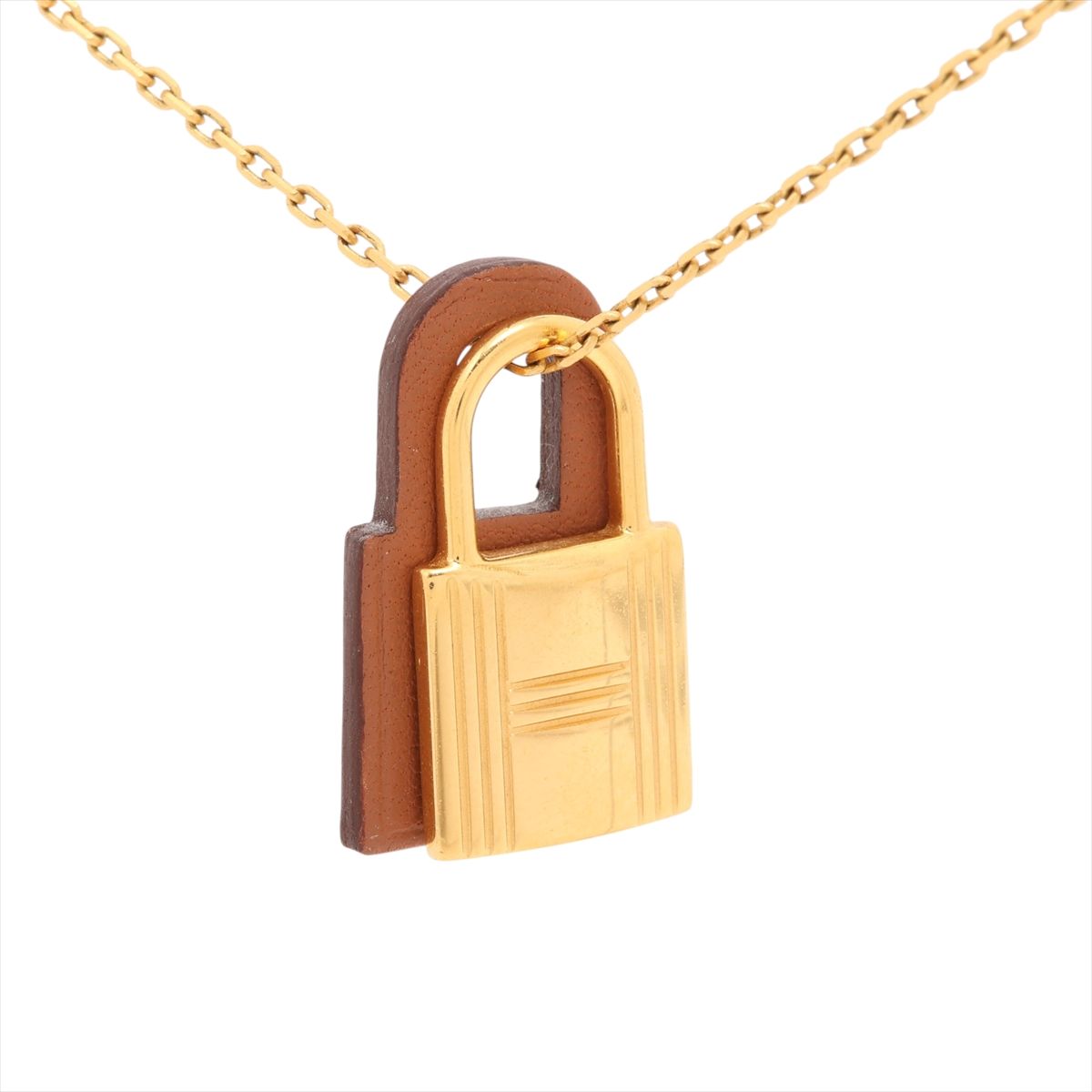 Boulder - 【中古】エルメス オーケリー PM D刻印：2019 ネックレス GP×革 ゴールド×ブラウン