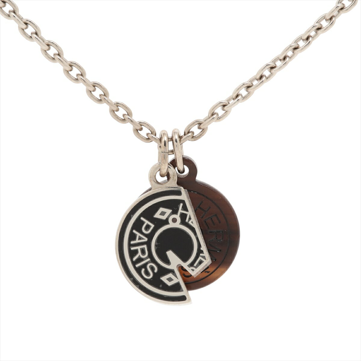 【中古】エルメス カルーゼル ネックレス バッファローホーン×メタル シルバー