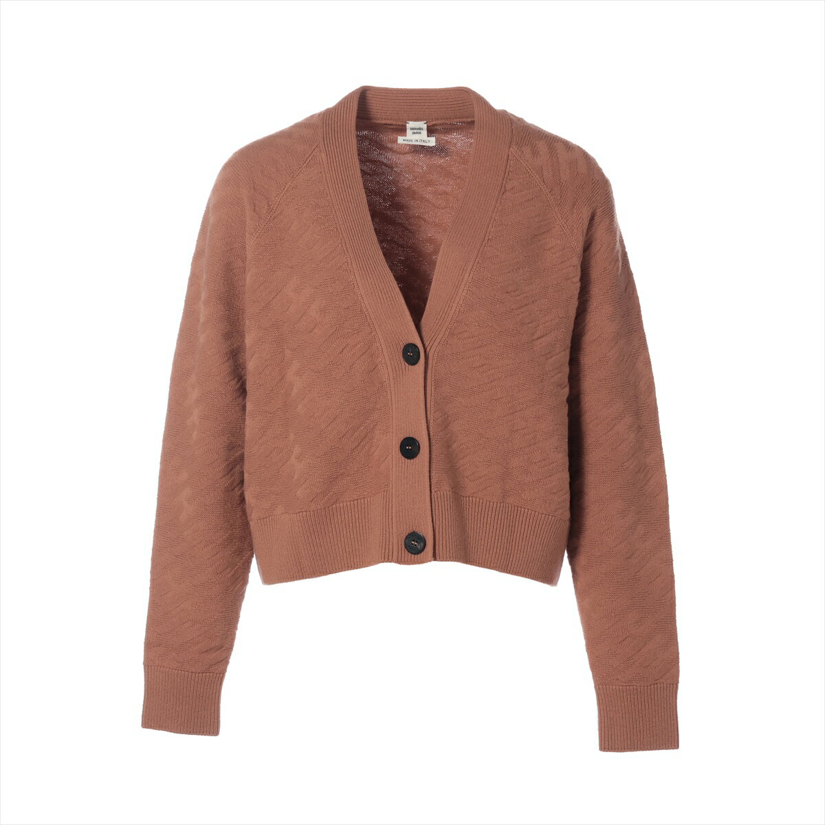 【中古】エルメス 22SS ウール カーディガン 38 レディース ブラウン 26-7709 Hモチーフ