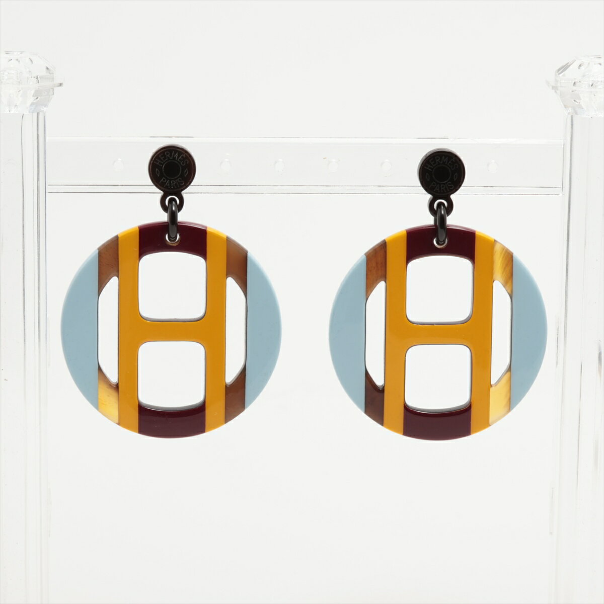 【中古】エルメス Hエキップ ピアス(両耳用) バッファローホーン