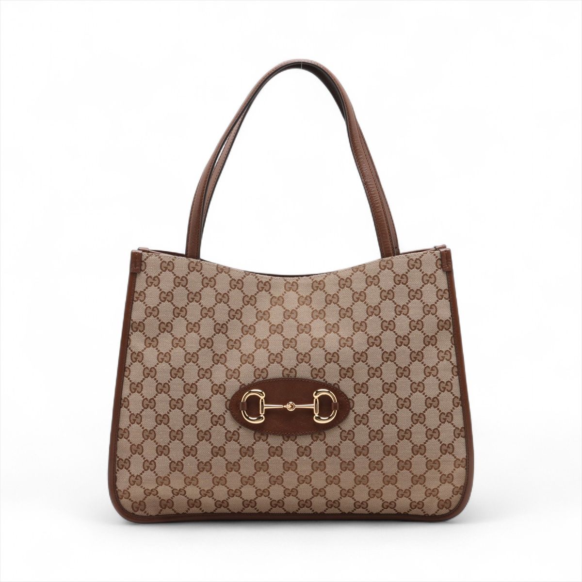 GUCCI - 【中古】グッチ GGキャンバス キャンバスxレザー トートバッグ ブラウン 623694