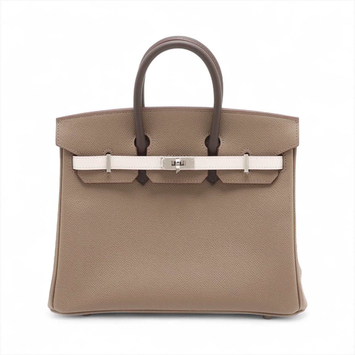 【中古】エルメス バーキン25 ルトゥルネ トリコロール ヴォーエプソン エトゥープxグリペールxエベーヌ シルバー金具 W:2024年