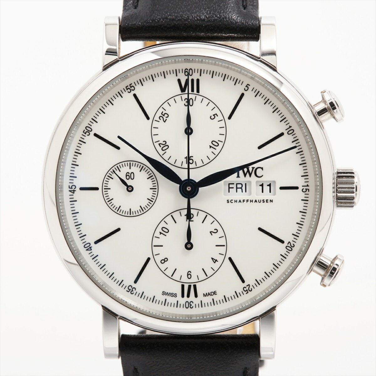 【中古】IWC ポートフィノ クロノグラフ 150イヤーズ リミテッド IW391024 SS 社外SS×社外革 AT ホワイト文字盤