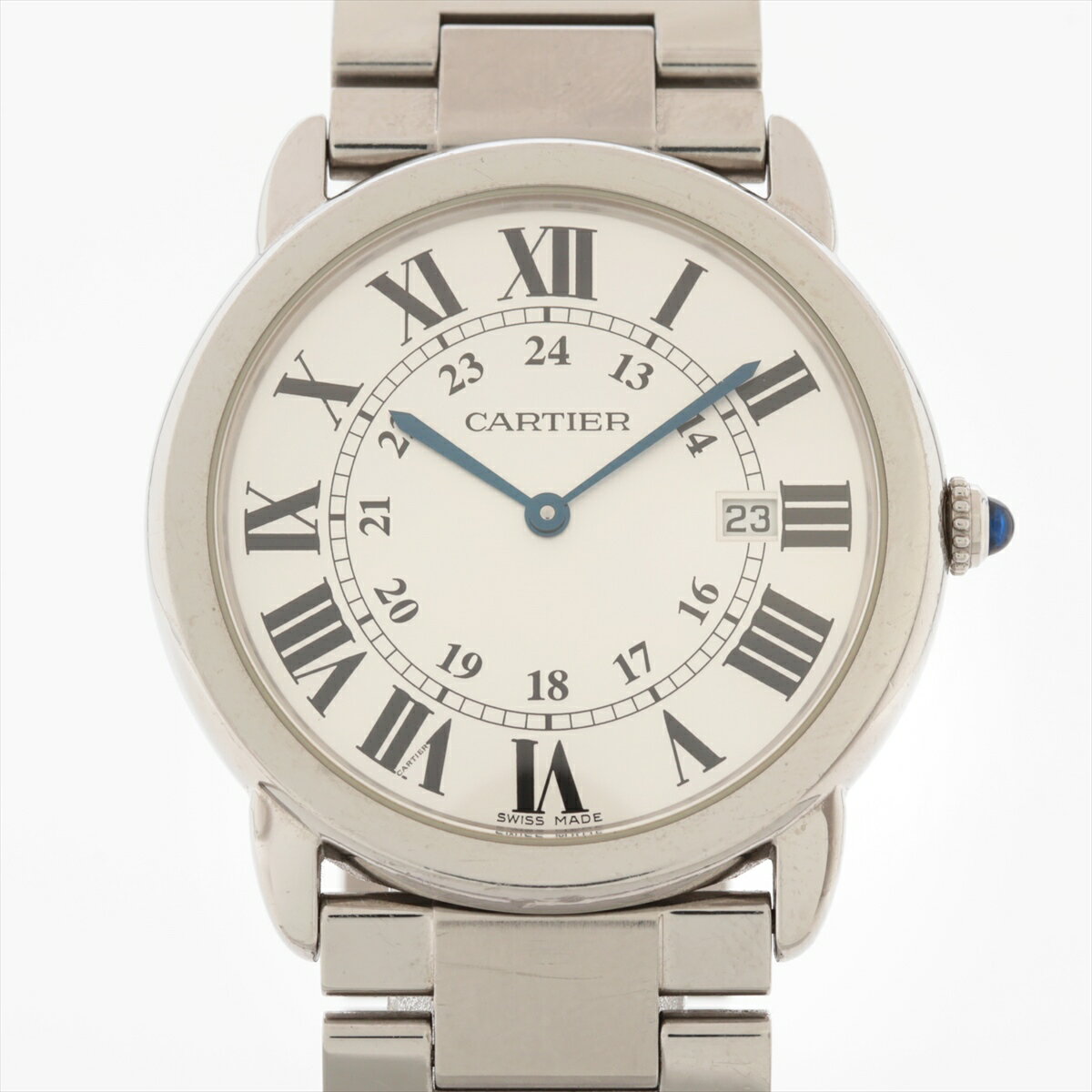 【中古】カルティエ ロンドソロ ドゥ カルティエ W6701005 SS SS QZ シルバー文字盤 ...