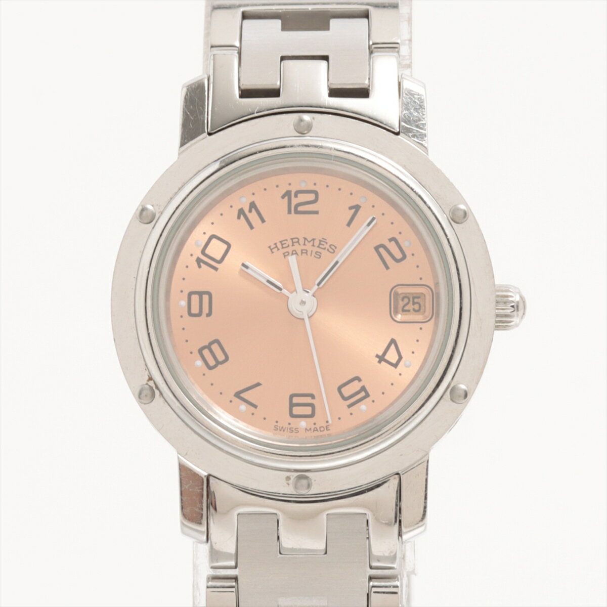 【中古】エルメス クリッパー CL4.210 SS SS QZ ピンク文字盤