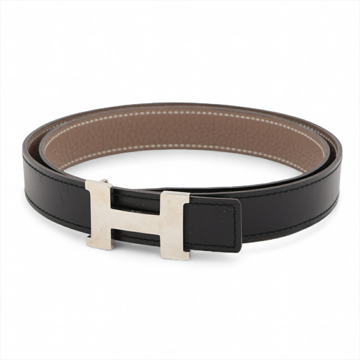 【中古】エルメス ミニコンスタンス Hベルト □P:2012年 ベルト 80 ボックスカーフ×トゴ ブラック×エトゥープ 箱：別商品用 サイズ違い