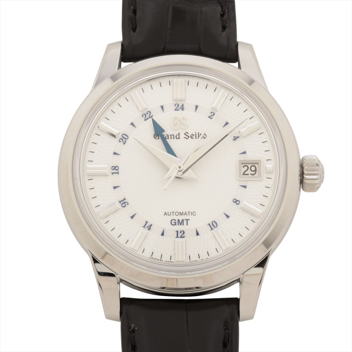 【中古】グランドセイコー エレガンスコレクション メカニカル GMT 雪雫 SBGM255 SS SS×革 AT シルバー文字盤