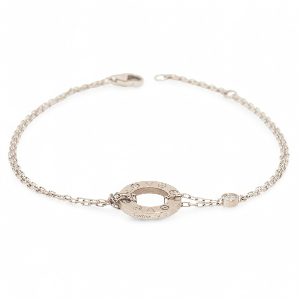 【中古】カルティエ ラブサークル 2P ダイヤ ブレスレット 750(WG) 4.4g