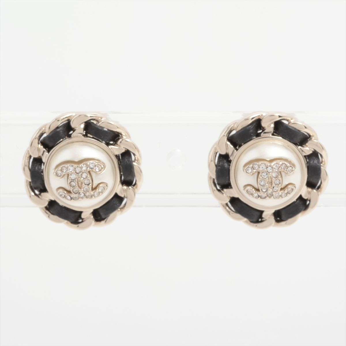 樂天商城 - 【中古】シャネル ココマーク B25K ピアス(両耳用) GP×レザー×フェイクパール×ラインストーン ゴールド