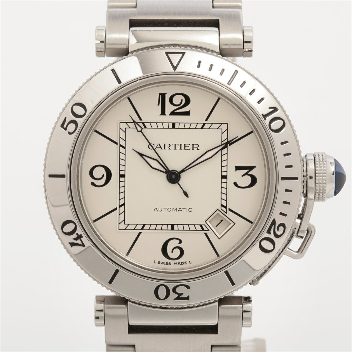 【中古】カルティエ パシャ シータイマー W31080M7 SS SS AT シルバー文字盤