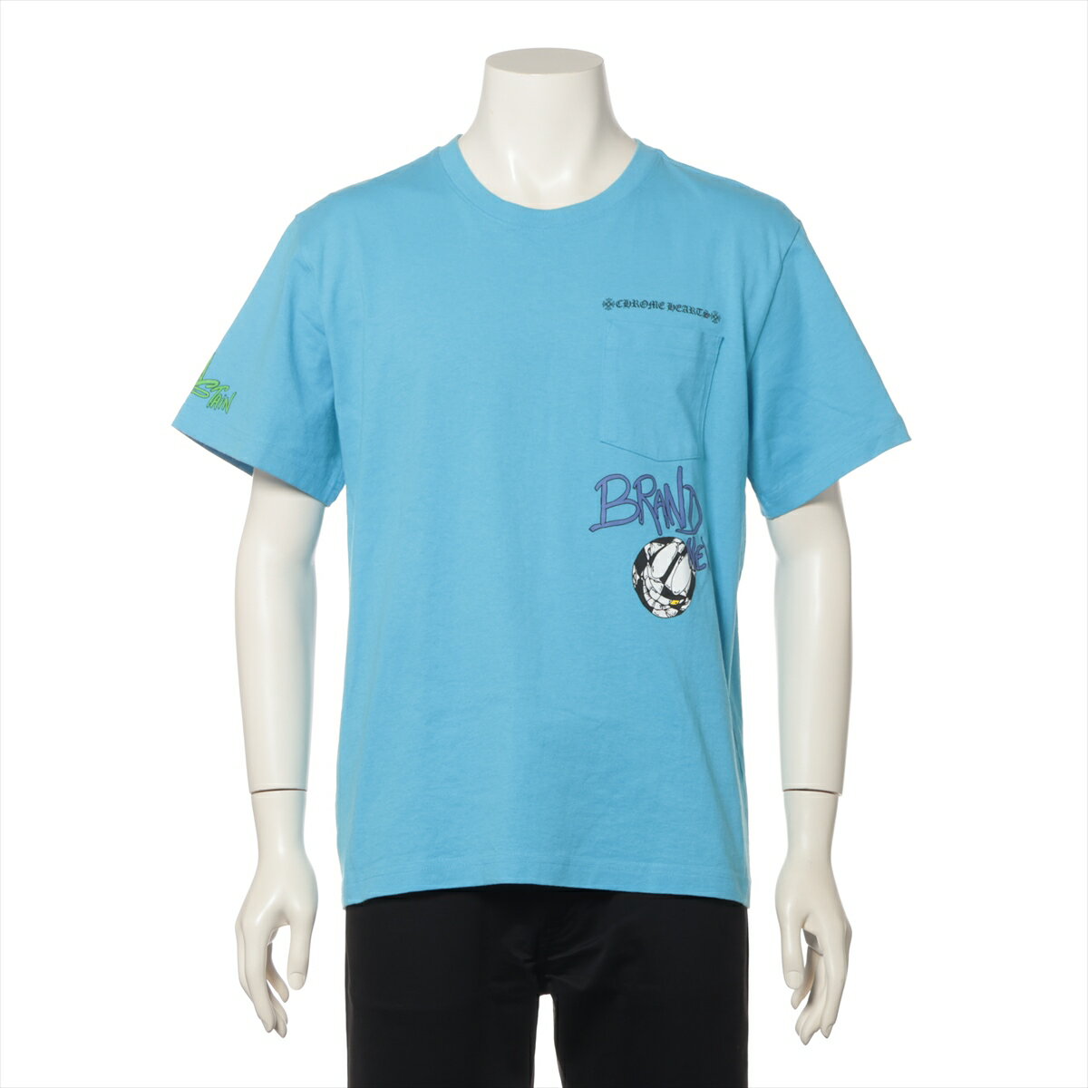 【中古】クロムハーツ マッティボーイ Tシャツ コットン サイズL ブルー PPO BRAIN NEW