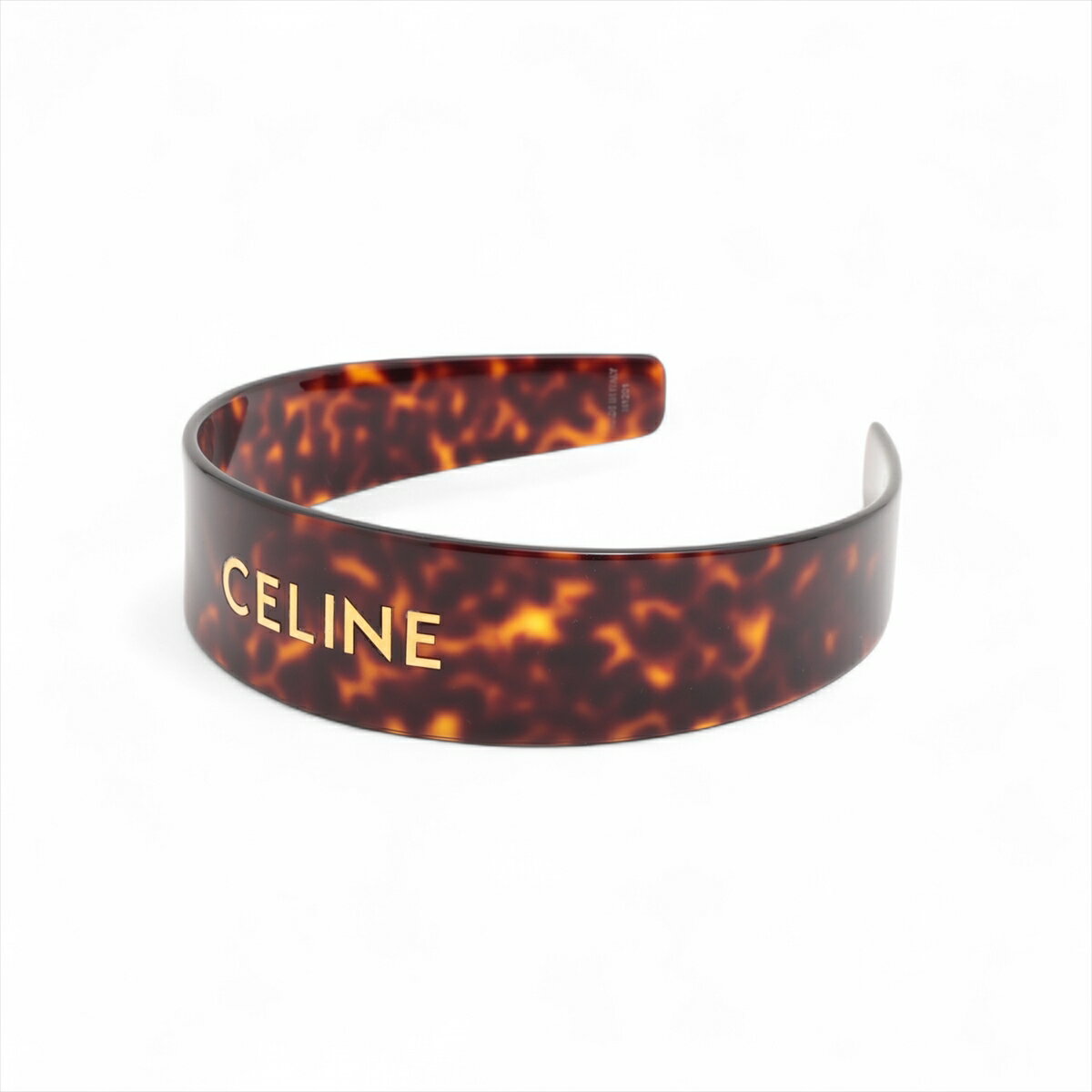 【中古】セリーヌ ロゴ カチューシャ プラスチック ブラウン