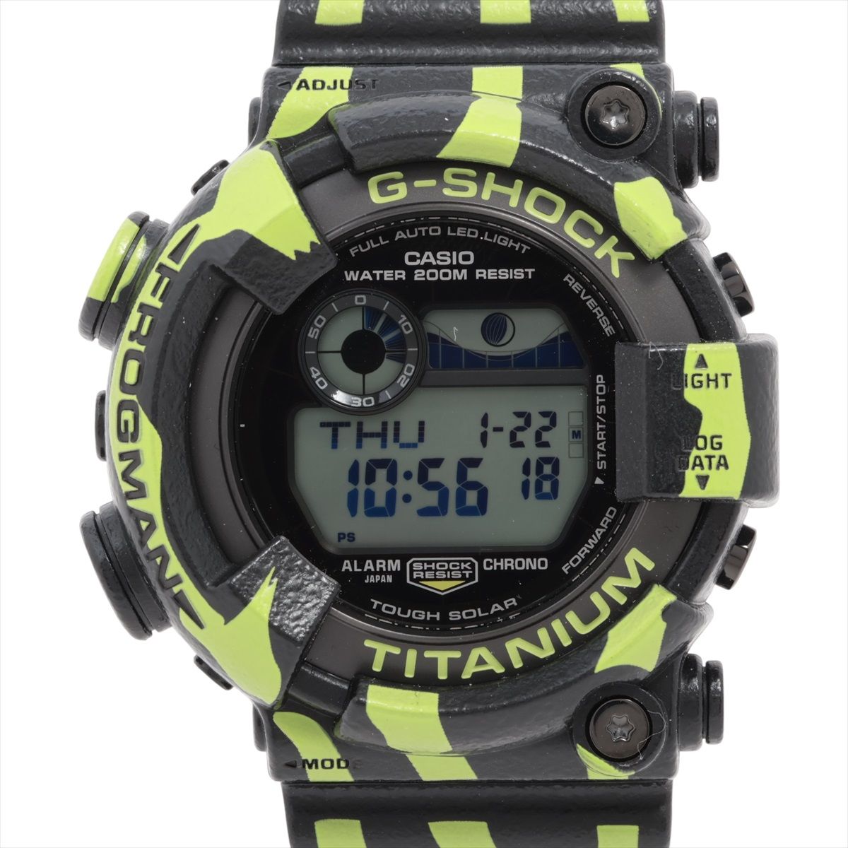 樂天商城 - 【中古】カシオ Gショック MASTER OF G SEA FROGMAN GW-8200TPF-1JR TI TI×ラバー ソーラー デジタル文字盤 ミスジヤドクガエル