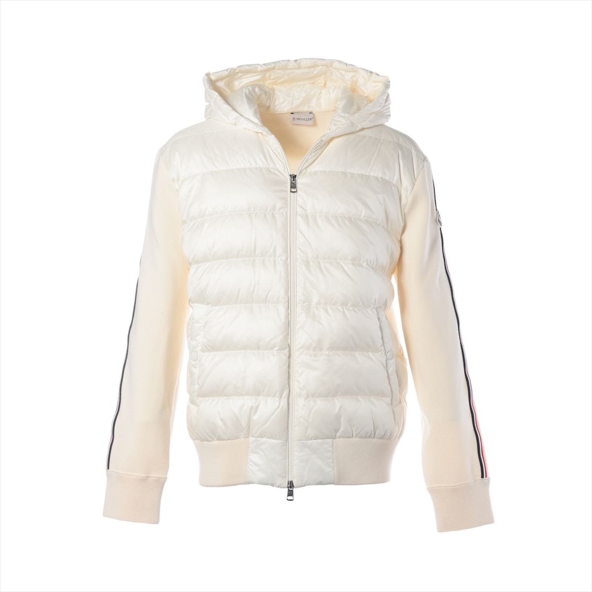 【中古】モンクレール CARDIGAN 23年 ウール×ナイロン ダウンジャケット L メンズ アイボリー J20919B00022 ニット切替の商品画像