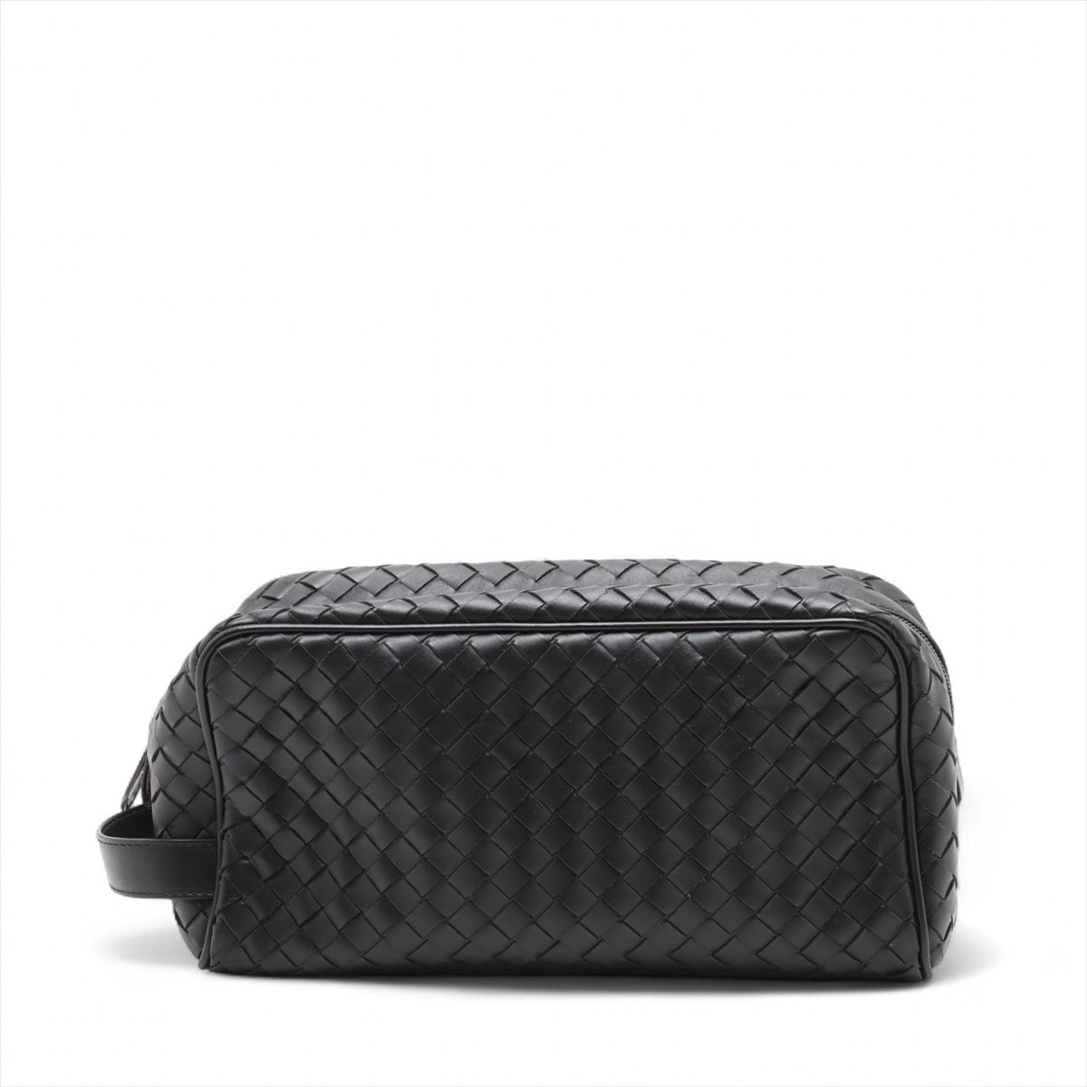 【中古】ボッテガヴェネタ イントレチャート レザー セカンドバッグ ブラック