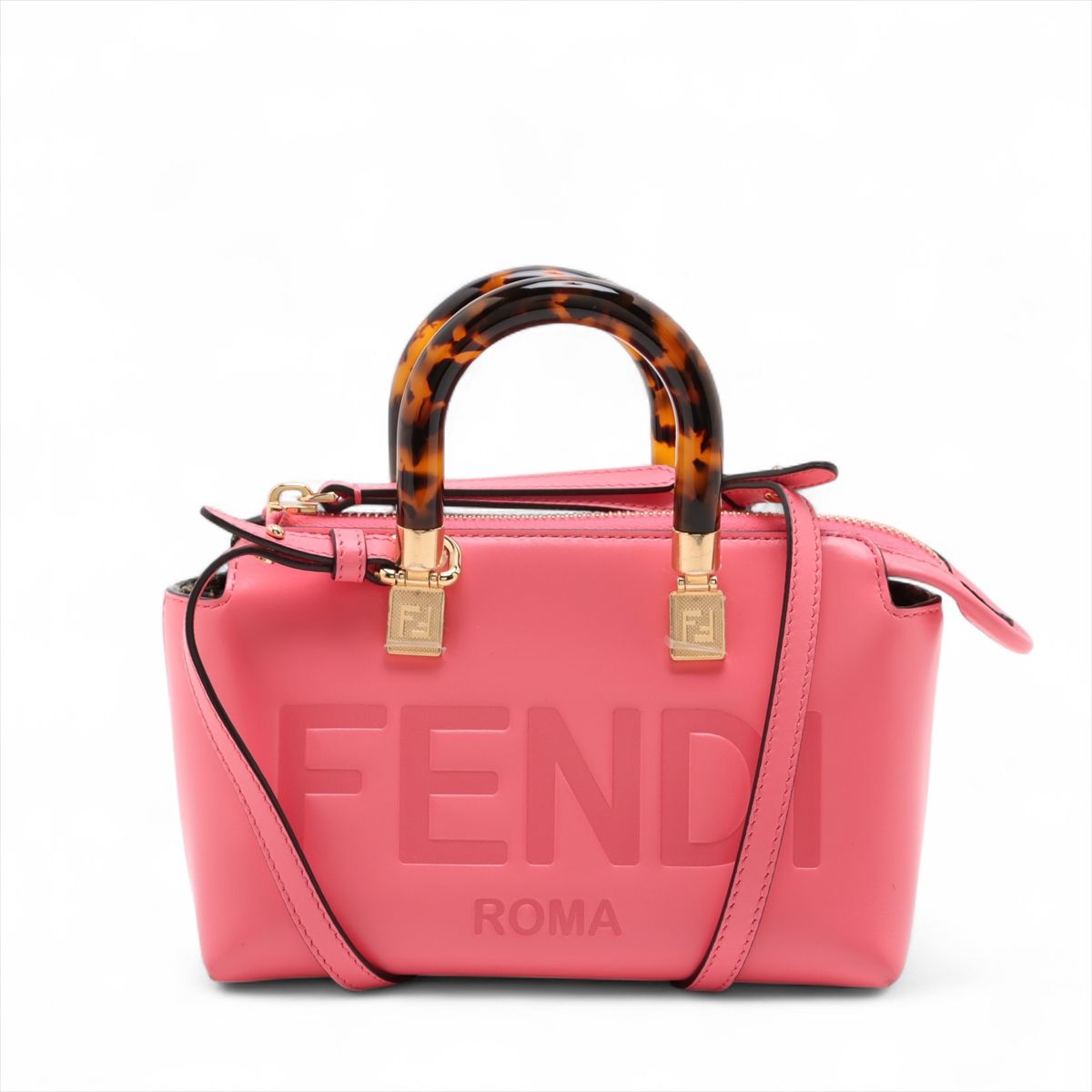 FENDI - 【中古】フェンディ バイザウェイミニ レザー 2WAYハンドバッグ ピンク 8BS067