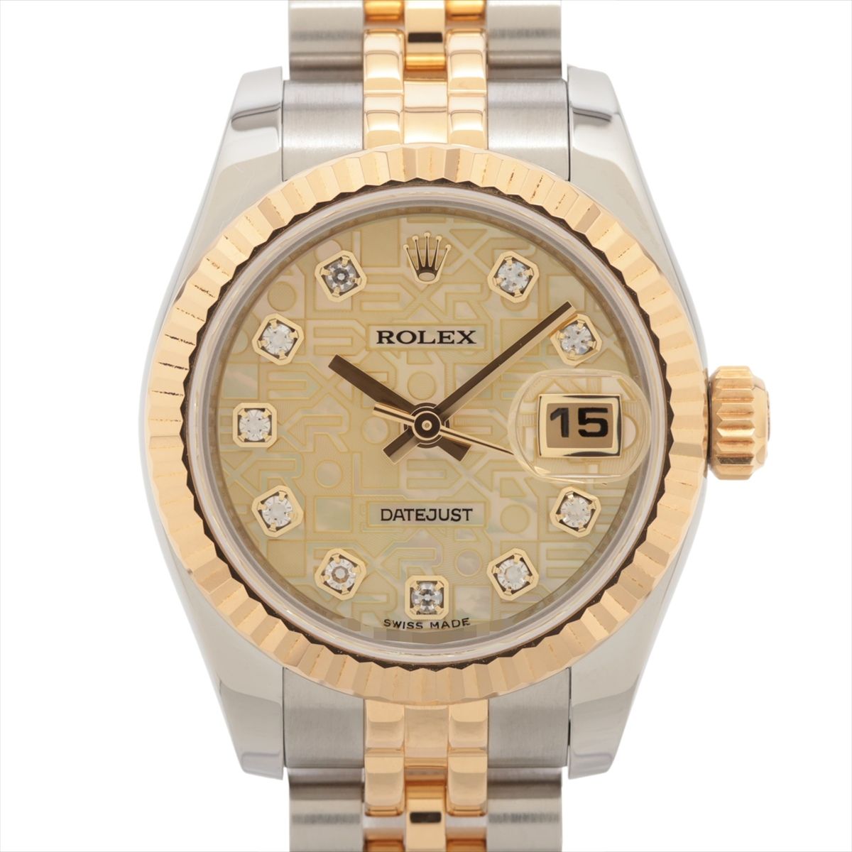 【中古】ロレックス レディ デイトジャスト 179173NG SS×YG SS×YG AT イエロー ...