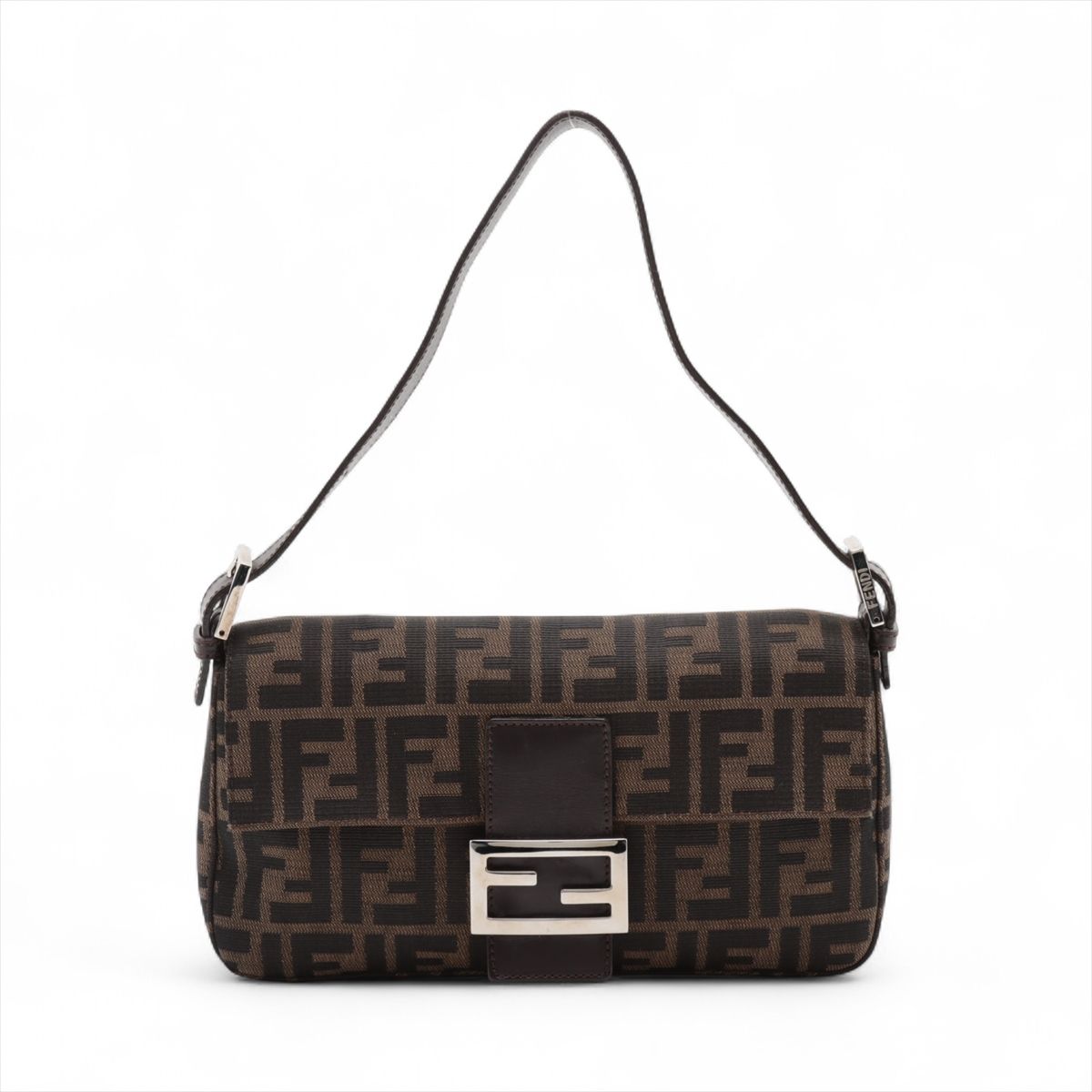 FENDI - 【中古】フェンディ ズッカ マンマバケット キャンバスxレザー ショルダーバッグ ブラウン 26424
