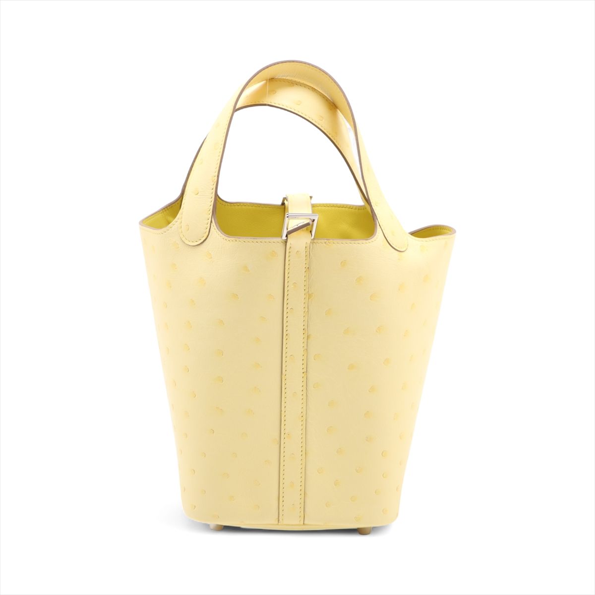 【中古】エルメス ピコタンロック18 PM オーストリッチ リモンチェッロ シルバー金具 B:2023年