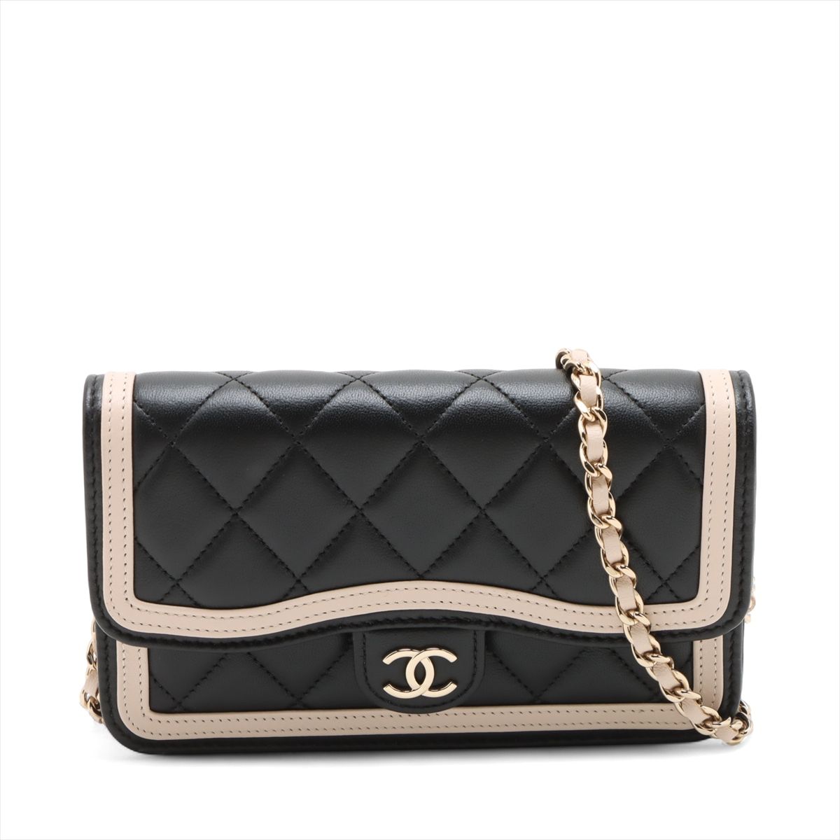 乐天商城 - 【中古】シャネル ミニマトラッセ ラムスキン チェーンウォレット ブラック ゴールド金具 ランダムシリアル AP3559